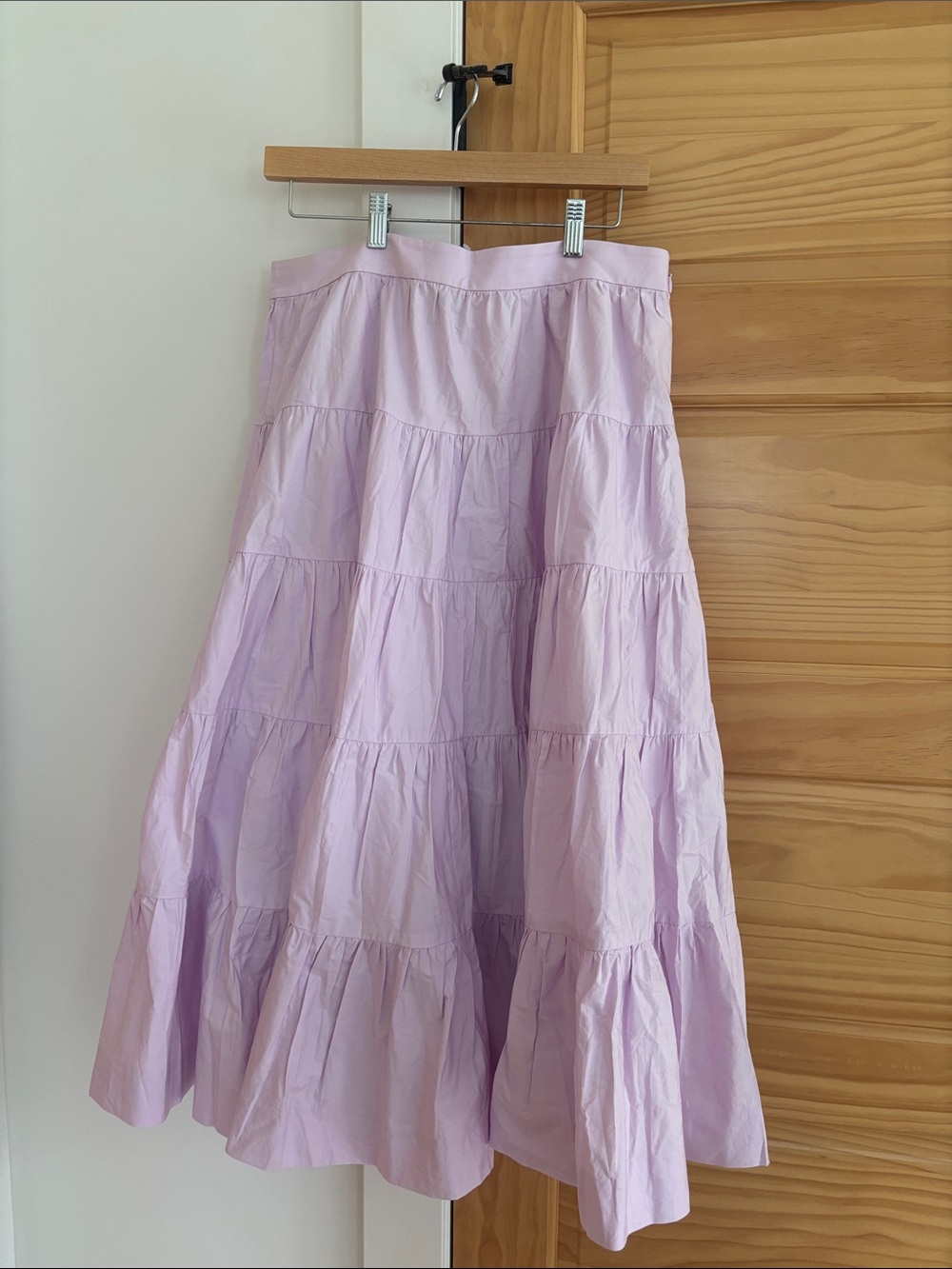 NWT J. Crew Tiered Midi Skirt in Cotton Poplin  Size 14 Lavender